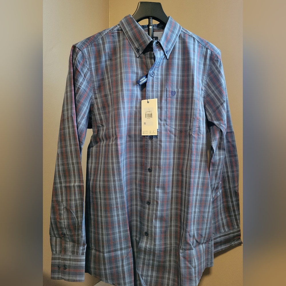 Chaps Men's Blue Plaid Button Down Shirt